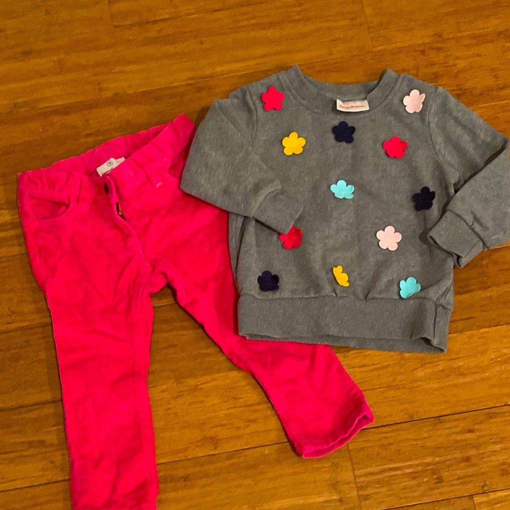 Hanna Andersson floral sweatshirt and cords